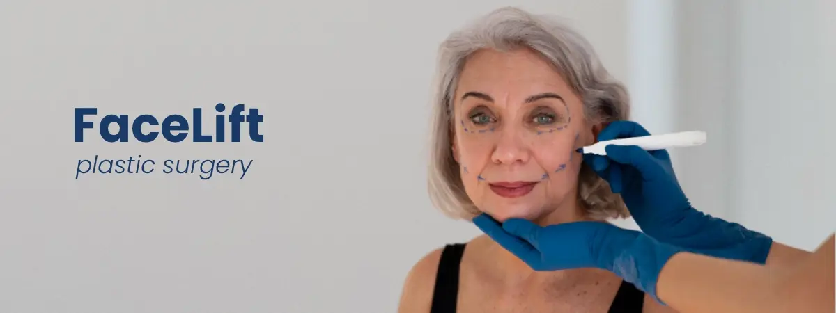 Facelift surgery or rhytidectomy is a cosmetic procedure. It is designed to rejuvenate the face. It reduces visible signs of aging. Its medical term is rhytidectomy.